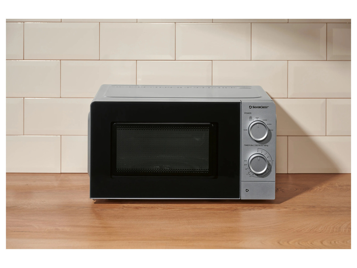SILVERCREST Mikrowelle SMW 700 D4 Solo in Silber mit 700 Watt Leistung, B/T/H: 44,6 x 33,8 x 24,1 cm - Bild 1