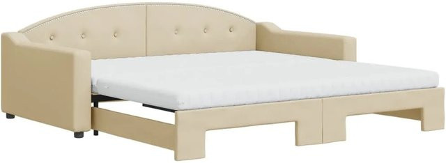 vidaXL Ausziehbares Tagesbett mit Matratze in Creme Beige B/T/H: 223 x 100 x 75 cm - Bild 1
