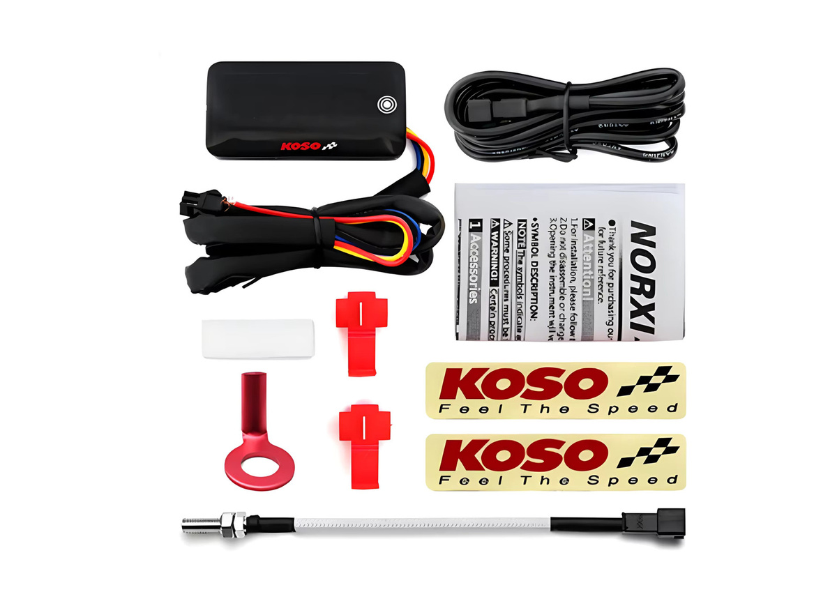 Koso 3 in 1 Digital Messgerät für Motorräder mit LCD-Anzeige zur Messung von Zylindertemperatur, Spannung und Zeit in Schwarz - Bild 5