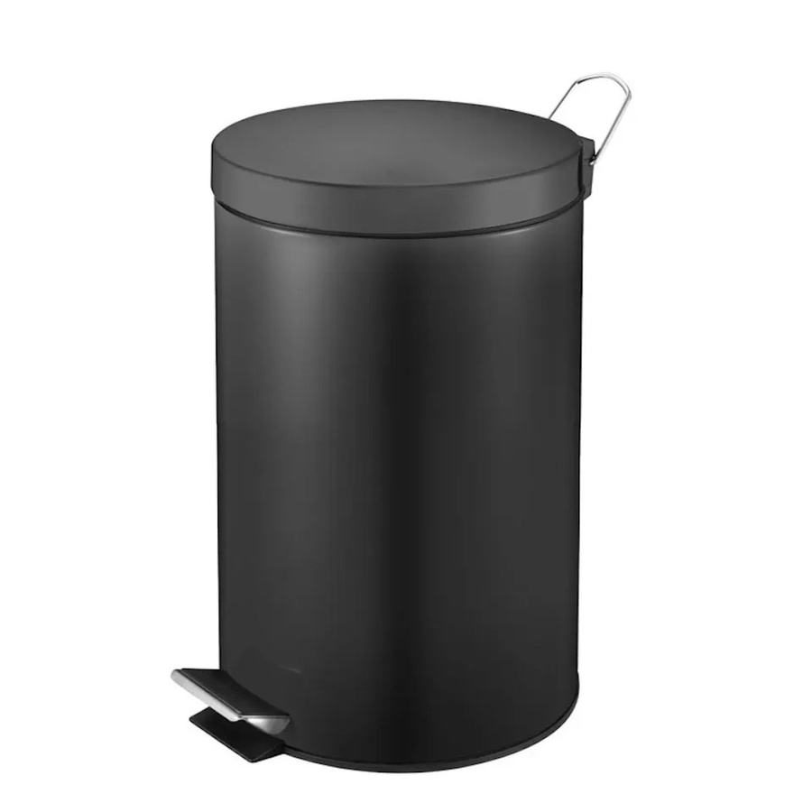 PROREGAL Runder Tretabfallsammler mit herausnehmbarem Kunststoff-Inneneimer, 12 Liter, Schwarz, H x B x T: 40 x 29,5 x 25,5 cm - Bild 2