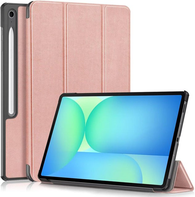 Rui Di Schutzhülle aus PU-Leder für Samsung Galaxy Tab S10 FE+ Plus SM-X620 13,1 Zoll mit Ständerfunktion und Stoßschutz in Rose Gold - Bild 1