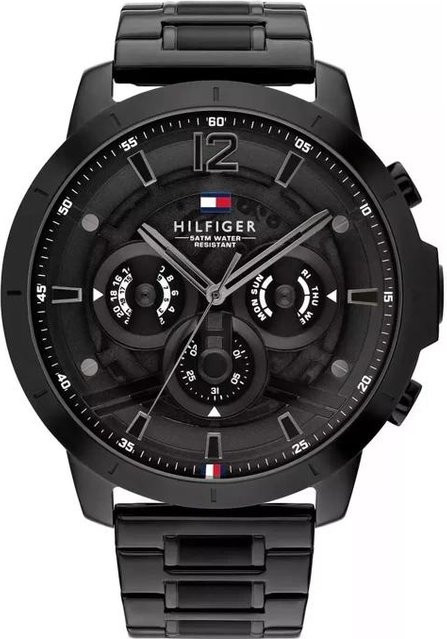 Tommy Hilfiger Herrenuhr, Quarz, Edelstahl, Schwarz, 50 mm - Bild 1