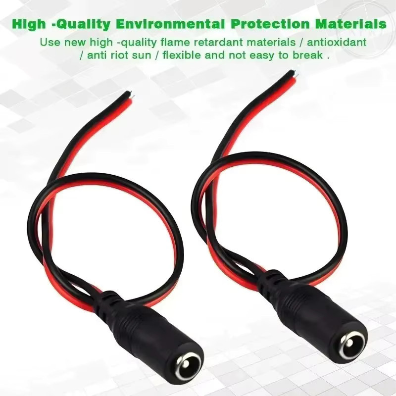 20 Stück DC-Pigtail-Anschlusskabel, weiblich, 5,5 mm x 2,1 mm, 12 V, 5 A, Schwarz - Bild 2