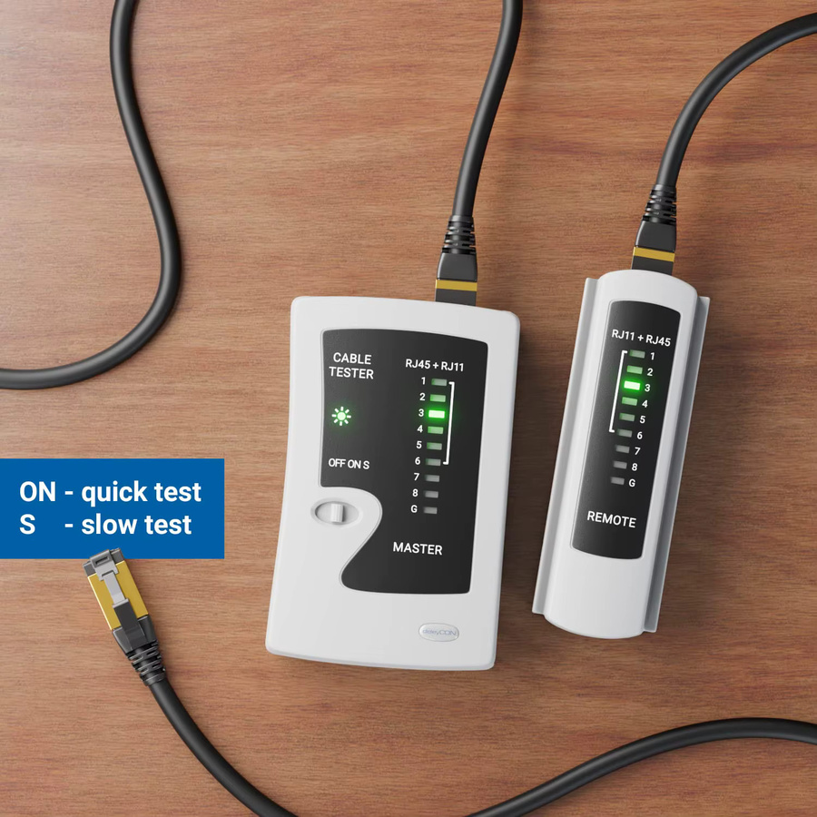 ZoeRax RJ45 Netzwerkkabeltester für Ethernet-Kabel Cat6, Cat6a, Cat5, Cat5e und Cat7 in Schwarz und Weiß - Bild 2
