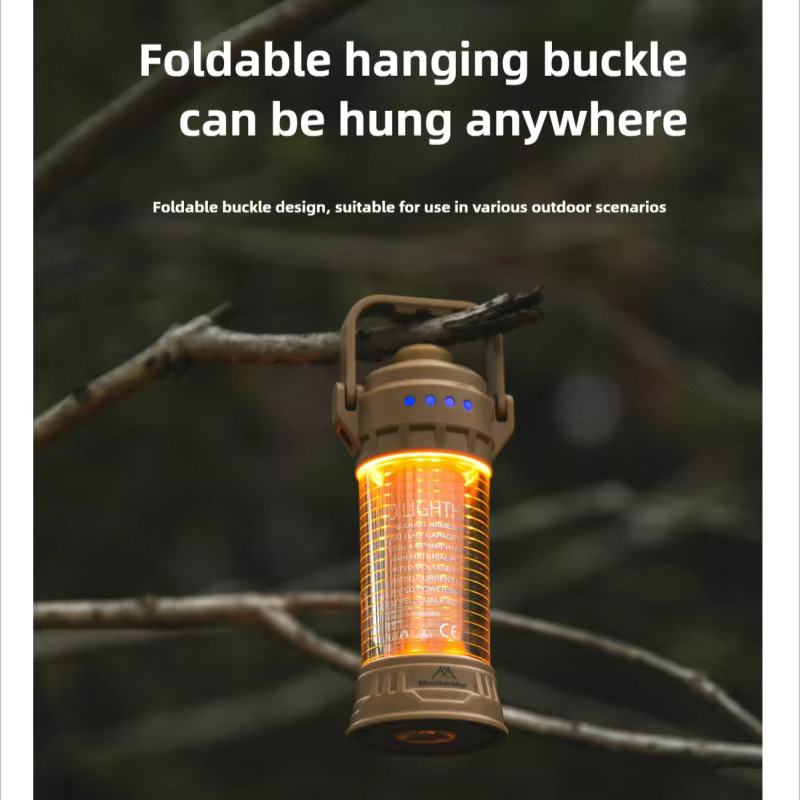 MOUNTAINHIKER Campingbeleuchtung mit 5 Lichtarten, verstellbare Deckenleuchte mit Halterung und USB-C Aufladung, Schwarz - Bild 2