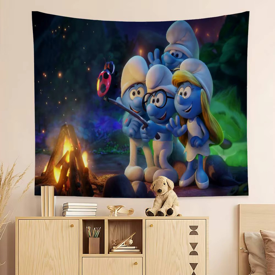 Potdemiel Smurfs Cartoon Wandteppich im Bohemian Mandala Design - Bild 4