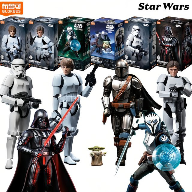 BLOKEES Star Wars Din Djarin Grogu Darth Vader Imperialer Sturmtruppler, Actionfigur, Einzelfigur - Bild 1
