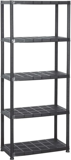 vidaXL Lagerregal 5-Tier aus Kunststoff in Schwarz, B/T/H: 71 x 38 x 170 cm - Bild 1