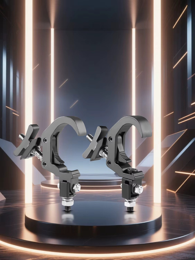Faltbarer Haken aus Aluminiumlegierung in Schwarz für Bühnenlicht und Traversenhalterung mit 150kg Klemmschutz, passend für 40-60mm - Bild 3