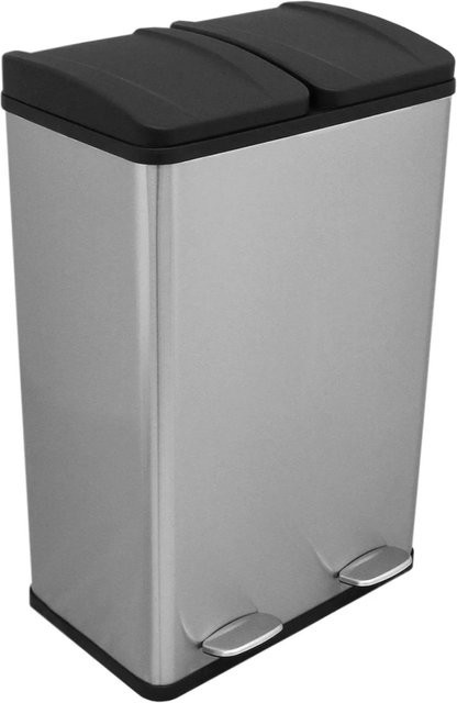 Monstershop Doppel-Tretmülleimer aus Edelstahl in Silber mit 60l Fassungsvermögen und herausnehmbarem Inneneimer - Bild 1
