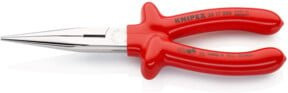 Knipex Flachrundzange Storchschnabelzange 26 17 200 mit Schneide, VDE-geprüft, tauchisoliert, rot, Länge: 200 mm - Bild 1