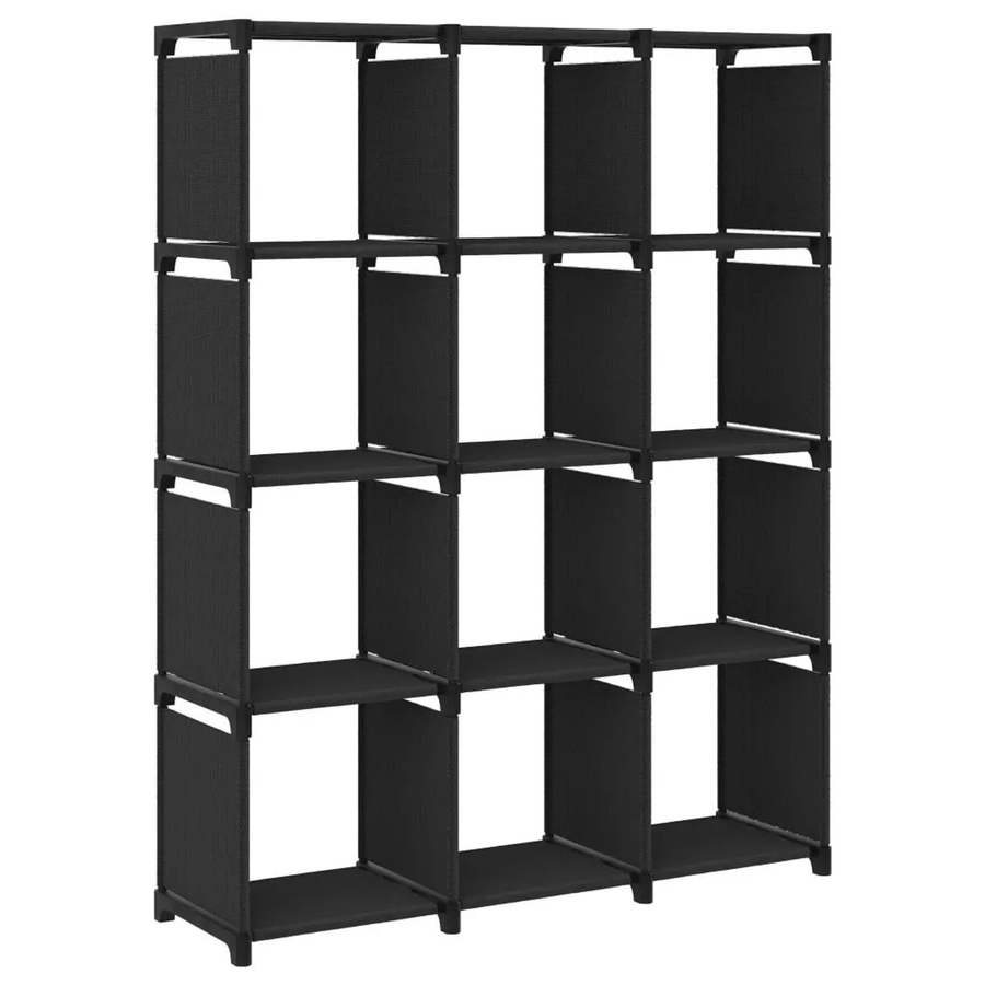 vidaXL Würfel-Regal mit 12 Fächern in Schwarz aus Stahl und Stoff, B/T/H: 103 x 30 x 141 cm - Bild 2