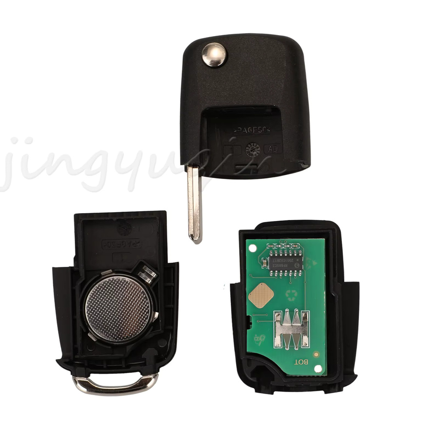 Jingyuqin 2-Tasten-Fernbedienung Autoschlüssel 433MHz ID48 für VOLKSWAGEN VW Beetle Bora Golf SEAT Toledo SKODA Octavia in Schwarz - Bild 4
