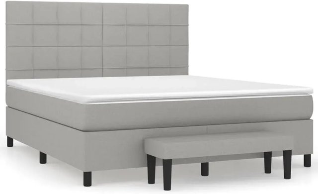 vidaXL Boxspringbett mit Matratze Hybrid-Design in Hellgrau, B/T/H: 180 x 200 x 128 cm - Bild 1