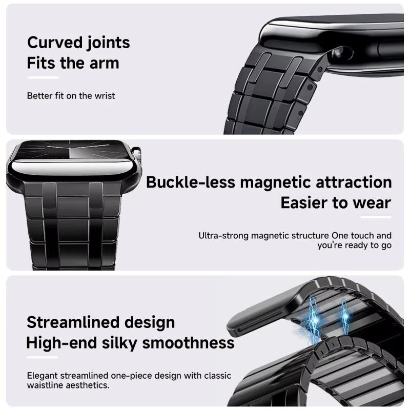 Uhrenarmband Edelstahl, magnetisch, Schwarz, Unisex - Bild 4