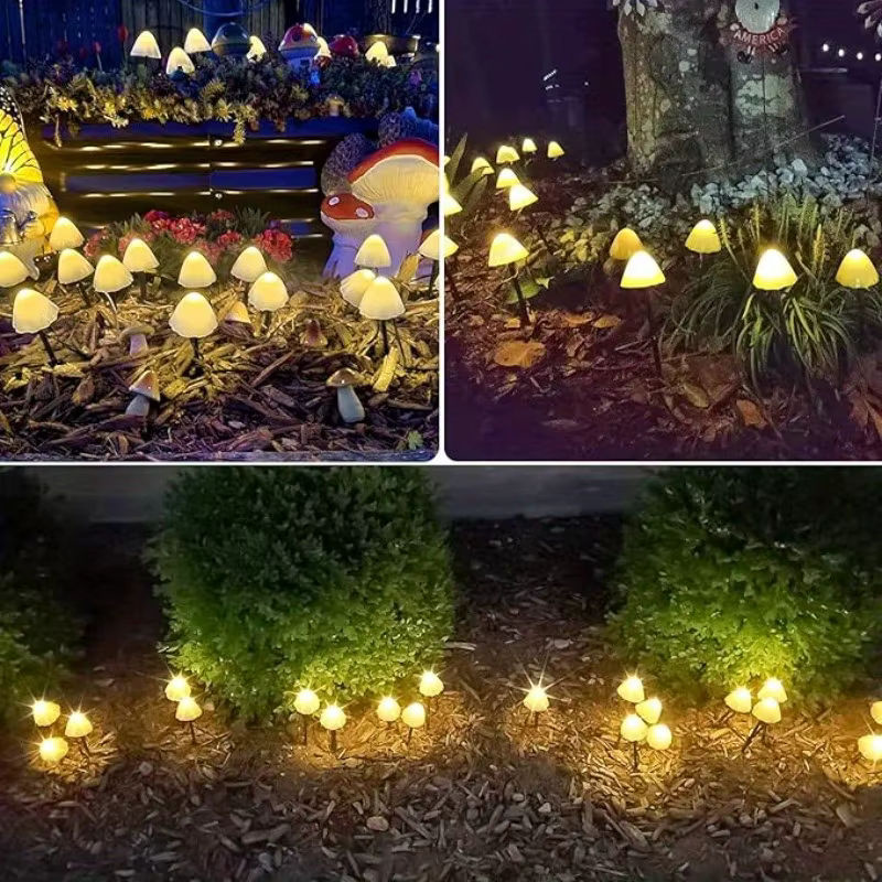12 Stück Pilz-Solarleuchten von OKAL RED EAST in Schwarz als dekorative Solar-Wegeleuchten für den Garten und Außenbereich mit 8 Modi - Bild 5