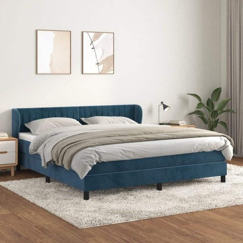 Vidaxl Boxspringbett mit Matratze aus Samt in Blau, B/T/H: 160 x 200 x 88 cm - Bild 1