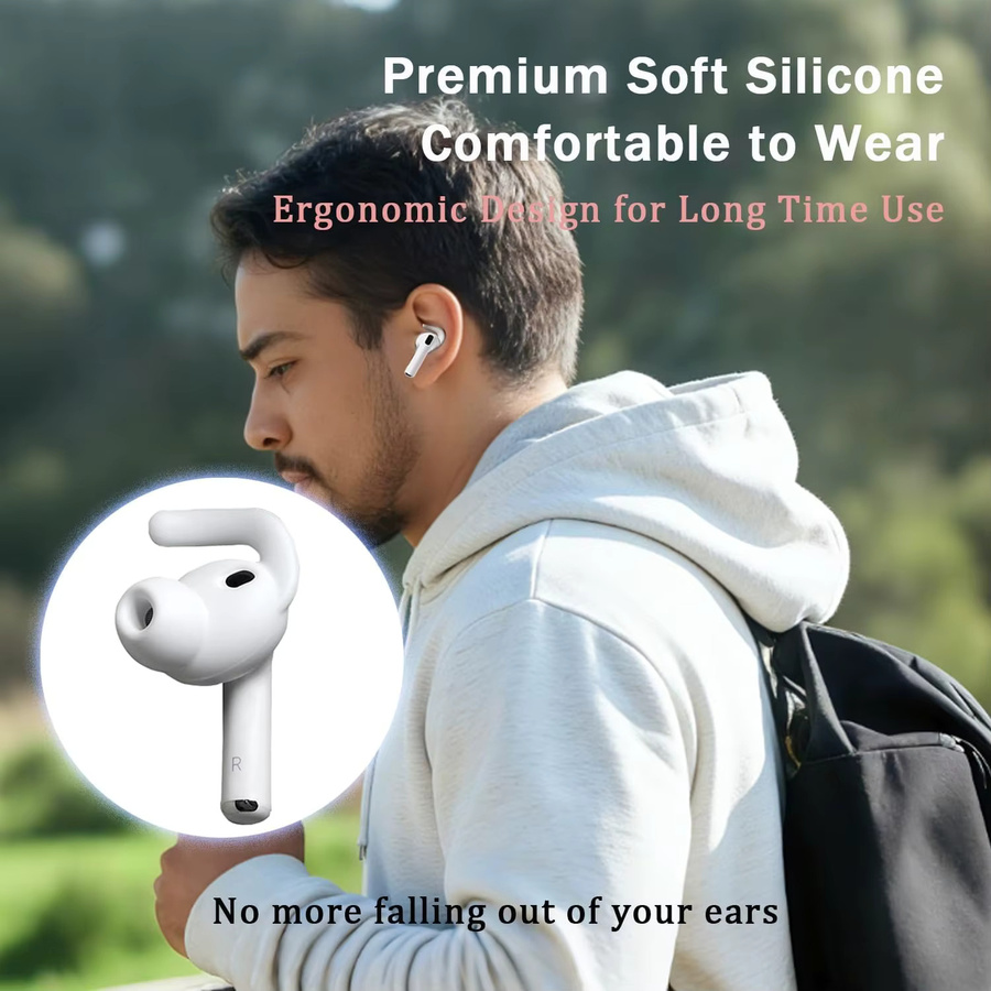 Anti-Verlust Ohrbügel für Apple AirPods Pro 3. Generation 2025, rutschfeste Ohrhörer-Griffe in Schwarz oder Weiß - Bild 2