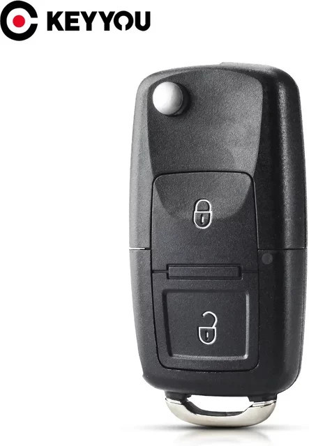 Keyyou 10er Set Keyless Entry Flip Schlüsselhülle für VW Volkswagen Golf Passat Polo Bora in Schwarz - Bild 1