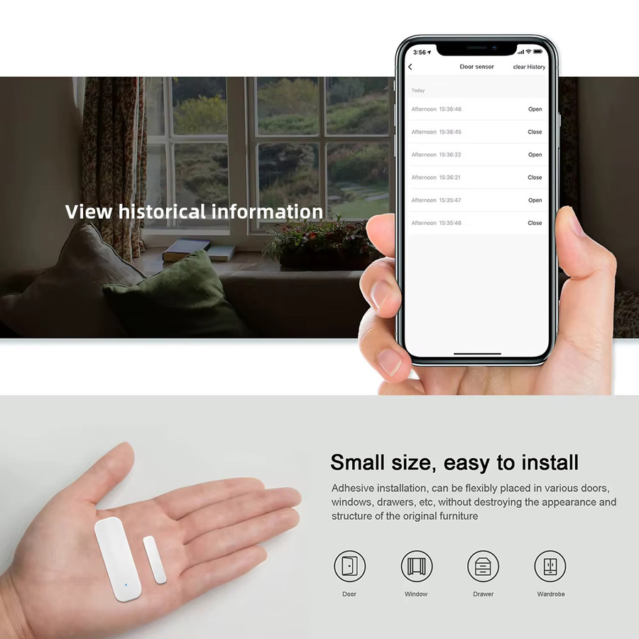 Tuya Smart Life Wifi Türsensor und Fenstersensor zur Einbruchsicherung in Weiß - Bild 2