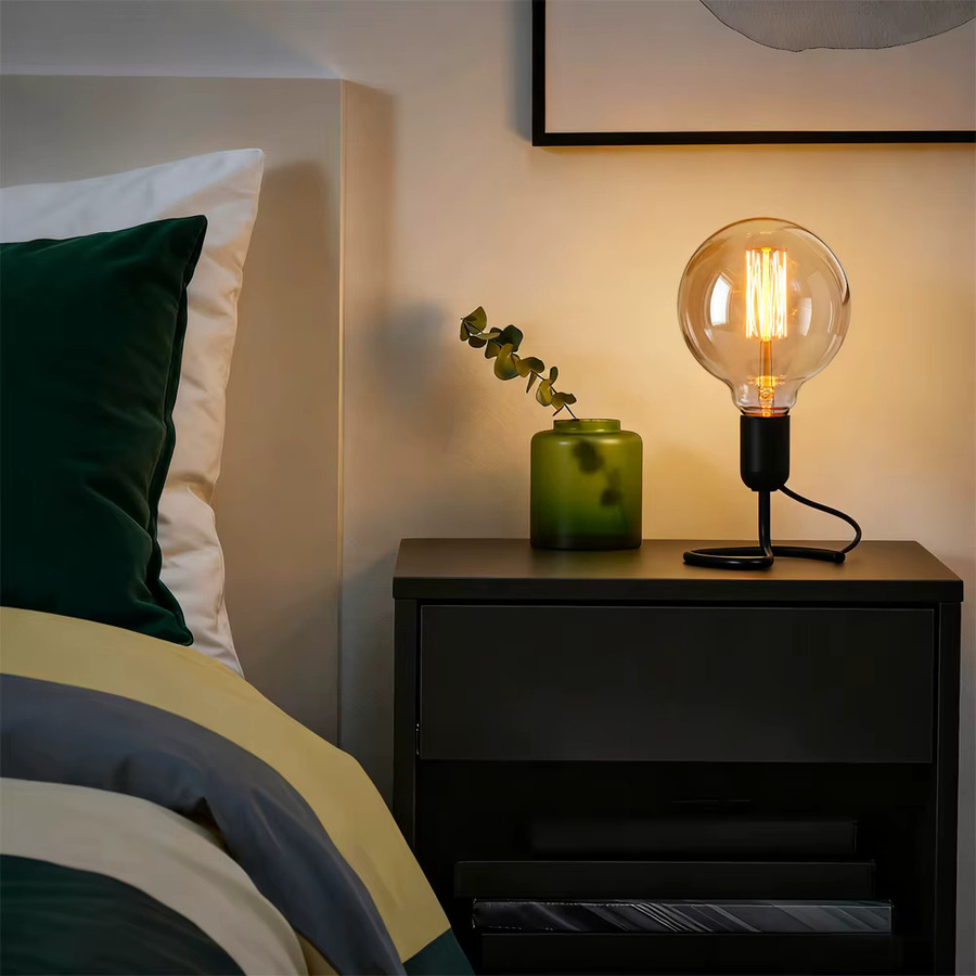 PARKSON Vintage Tischlampe aus Holz mit E27 Fassung im Retro-Design für Schlafzimmer und Nachttisch - Bild 4