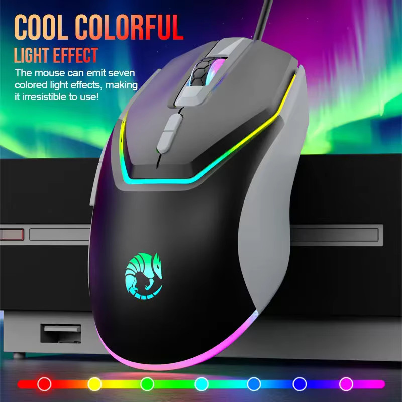AIHUMAO G708 Gaming-Maus mit LED-Hintergrundbeleuchtung, optische USB-Maus in Schwarz - Bild 4
