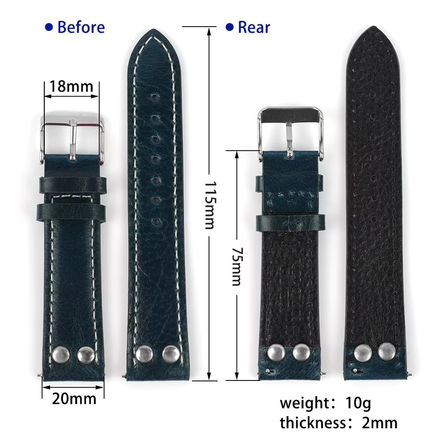 onthelevel Uhrenarmband Echtleder, Retro Nieten, Herren - Bild 2