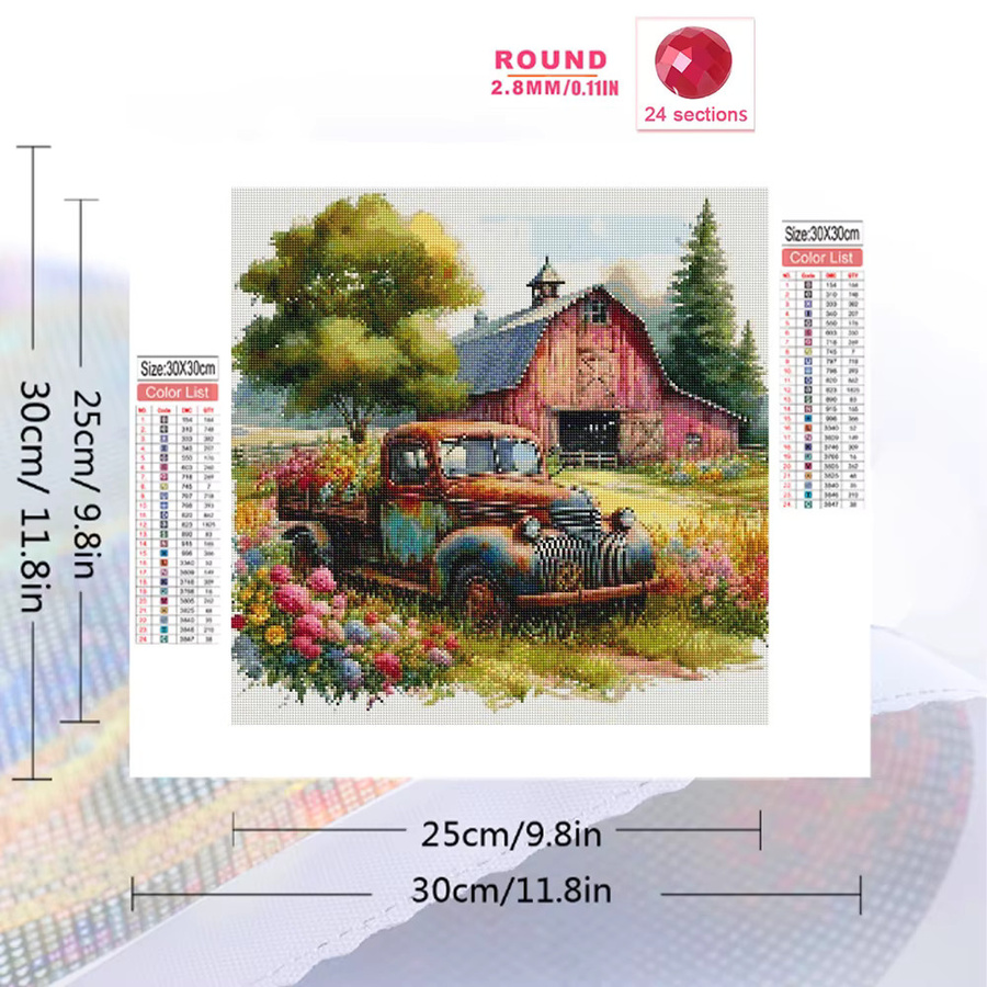 Momoart DIY Diamant-Mosaik Bild mit Auto-Landschaft in Multicolour, B/H: 20 x 20 cm - Bild 2