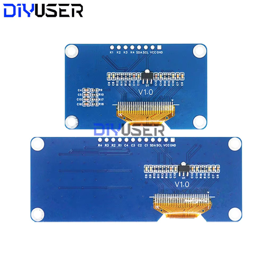 DIYUSER OLED-Displaymodul 0,96 Zoll mit 4x4 Tastatur für Raspberry Pi, 128x64 Pixel, SSD1315-Treiber, I2C/SPI, Blau/Weiß - Bild 2