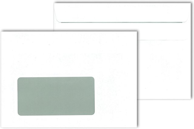 HTI-Living Briefhüllen mit Fenster DIN C6, selbstklebend, weiß und grau, 1000 Stück - Bild 1