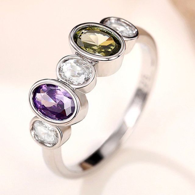Huitan Fingerring, bunt, Zirkonia, Silber, Damen - Bild 1