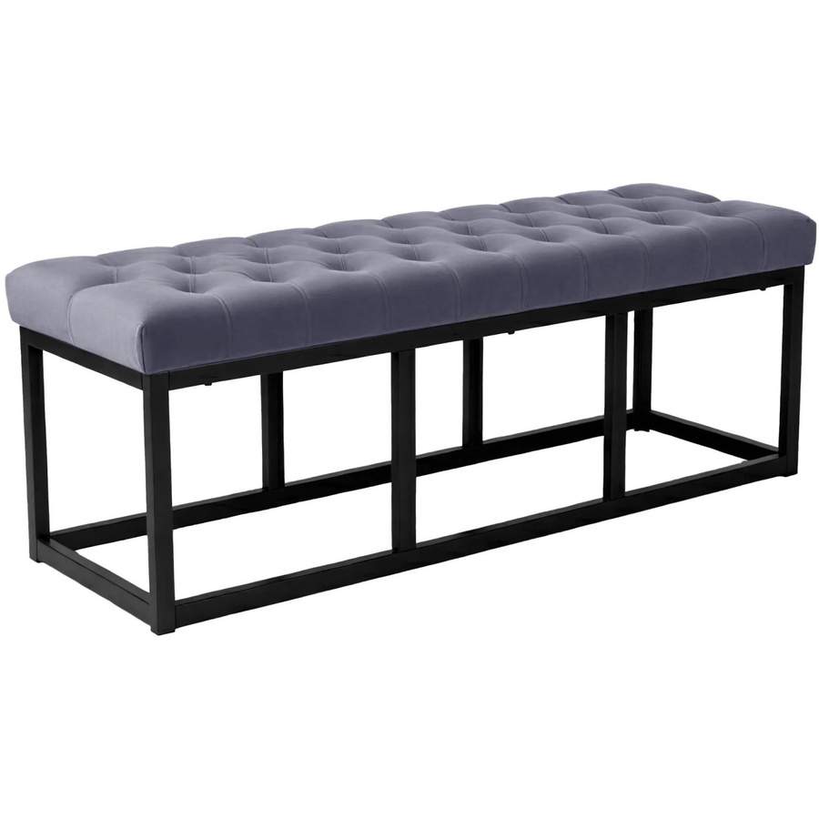 DELUKE Sitzbank MERIDA Polsterbank aus Samt in Grau, B/T/H: 120 x 37 x 42 cm - Bild 2