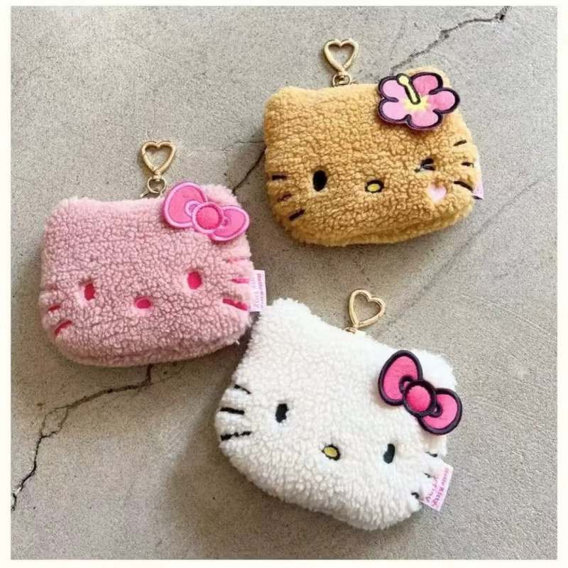Sanrio Hello Kitty Plüsch-Geldbörse, Aufbewahrungstasche, Hot Pink, Schwarz - Bild 2