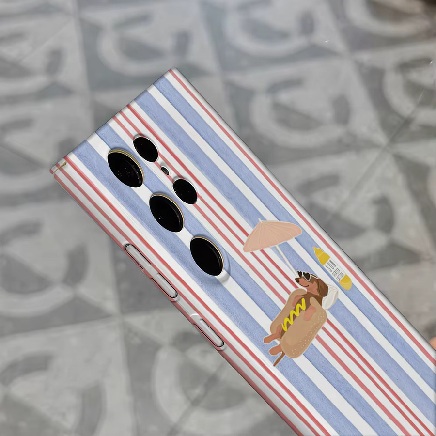 Stoßfeste Doppelschicht Handyhülle mit Hot Dog Dackel Strand-Motiv für Samsung Galaxy S25 Ultra, S24 und S23 Ultra Plus in Multicolour - Bild 4