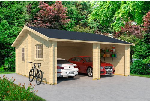 Doppel-Holzgarage Lasita Maja Falkland in Natur, B/T: 575 x 575 cm - Bild 1