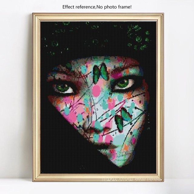 Diamond Painting Set FIYO Schmetterling Mädchen mit Auge in Grau und Multicolour, Strass Mosaik Diamant Stickerei, B/H: 20 x 30 cm - Bild 1