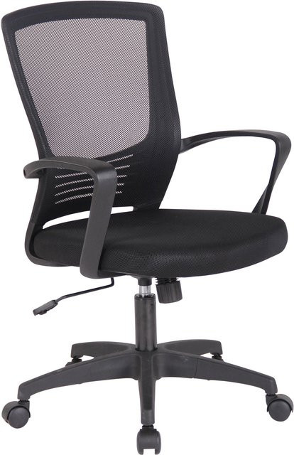 TPFLiving Bürostuhl Kamira mit Netzbezug in Schwarz mit Armlehnen und Rollen, B/T/H: 58 x 53 x 136 cm - Bild 1