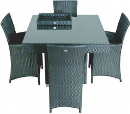 Gartenmöbel Polyrattan Dining Set Lisboa in Anthrazit - Bild 1
