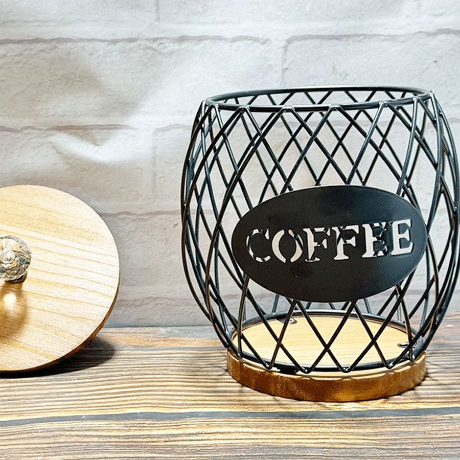 TOPINCN Kaffee Kapsel Organizer in Obst-Form mit Holzbasis und Metalldeckel, Schwarz - Bild 3
