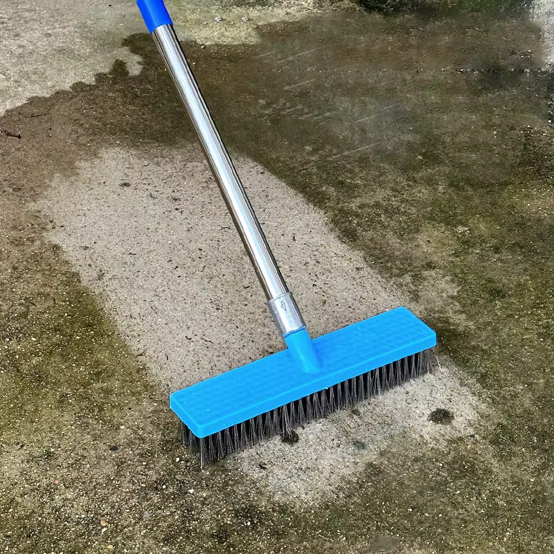 Willstar Boden-Scheuerbürste mit langem Griff und Edelstahl-Draht in Blau für Fliesen, Betonböden und Lückenreinigung - Bild 2