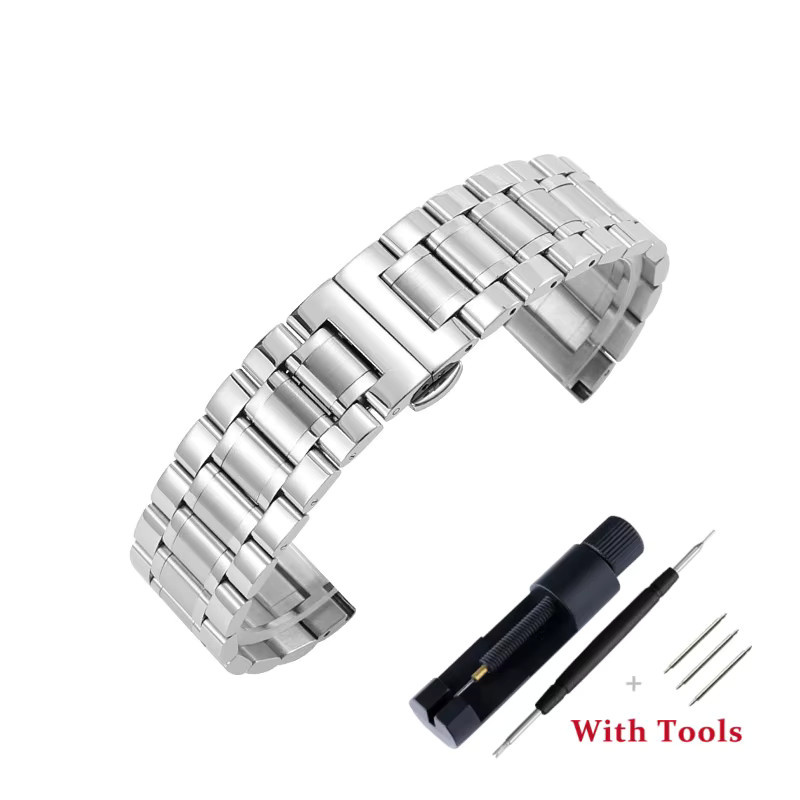 Zhangeer Uhrenarmband Edelstahl, Silber, Schmetterlingsverschluss - Bild 5