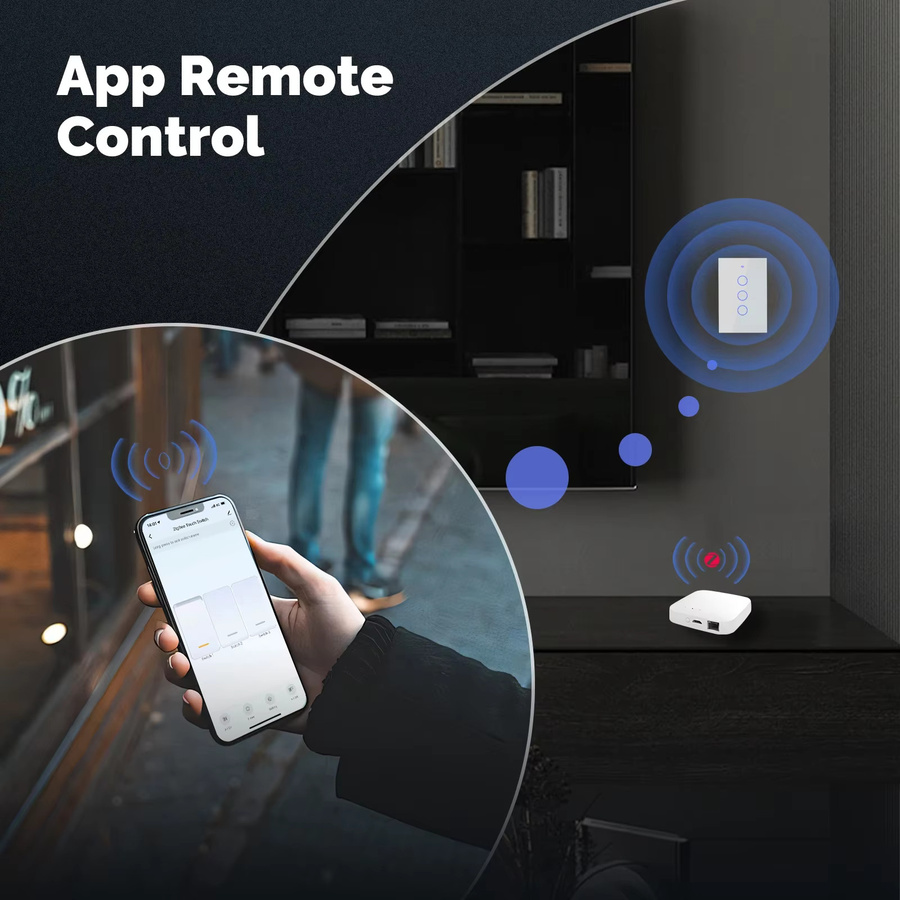 MOES Tuya ZigBee Lichtschalter mit Glas Panel, Touch-Bedienung, feuerfest, benötigt Neutralleiter, kompatibel mit Alexa und Google Home, in Schwarz oder Weiß - Bild 2