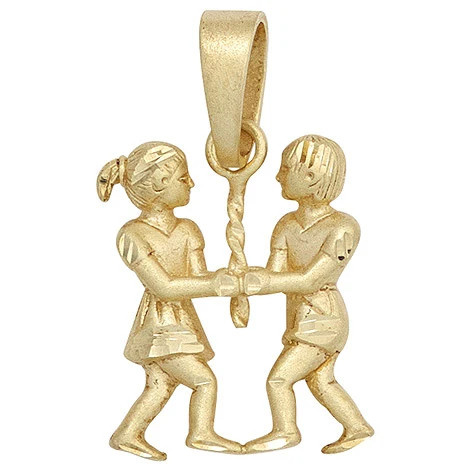 Colfem Anhänger Sternzeichen Zwilling, 925 Silber, gold vergoldet, matt - Bild 1