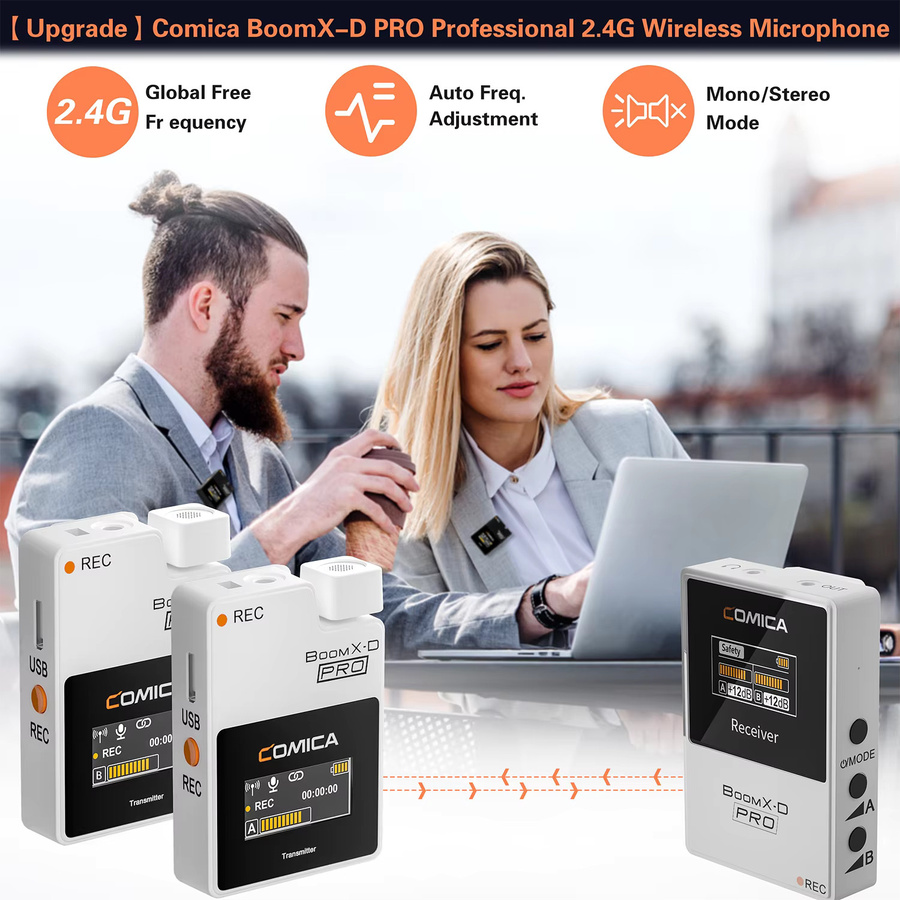 Comica BoomX-D PRO Drahtloses Lavalier-Mikrofon in Schwarz für Canon, Nikon, Sony, Fujifilm, Smartphone und PC mit 2,4 GHz Technologie - Bild 3