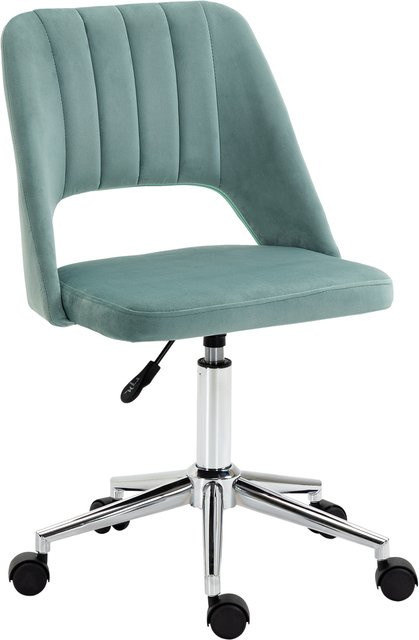 Vinsetto Schreibtischstuhl in Grün mit Samtoptik, höhenverstellbarer und drehbarer Bürostuhl ohne Armlehnen für Homeoffice und Schlafzimmer - Bild 1