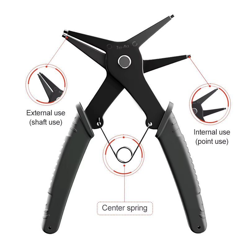 DTBD 2-in-1 Snap-Ringzange für interne und externe Sicherungsringe in Schwarz - Bild 4