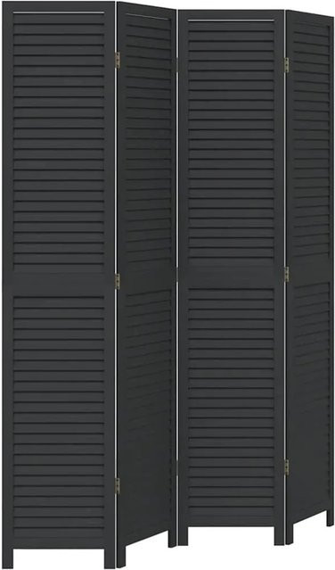 vidaXL Paravent aus Paulownia-Massivholz in Schwarz, 4-teilig - Bild 1