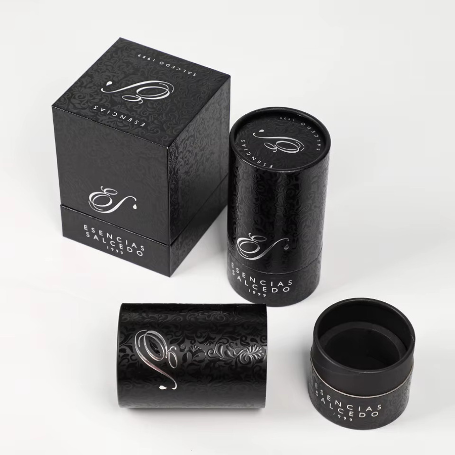 Luxus-Röhrenkerzen-Aromatherapie-Papierbox mit Deckel und Sockel, Schwarz, Rechteckig mit UV-Digitaldruck - Bild 2