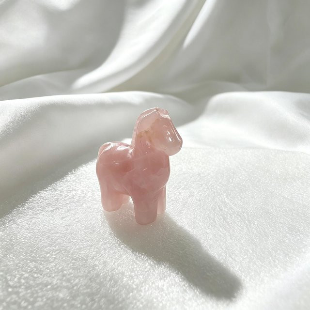 QINGLONG GOODS Kristall-Pferdestatue aus Naturstein in Pink als Feng Shui Jade-Schnitzerei Dekoration für dein Zuhause oder Büro - Bild 1