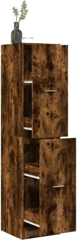 Apothekerschrank vidaxl in Räuchereiche aus Holzwerkstoff mit Auszugschubladen und Türen, B: 40 cm, T: 41 cm, H: 174,5 cm - Bild 1